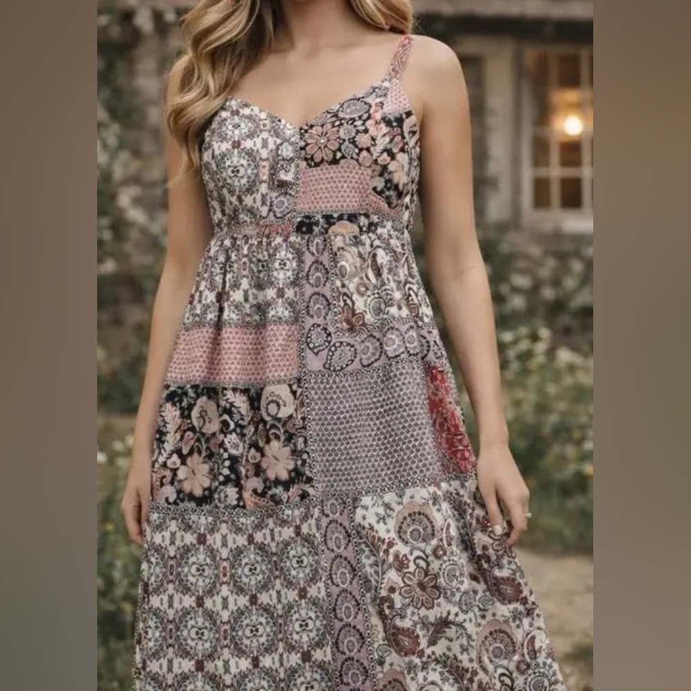 Rachel Zoe Multicolor Patchwork Maxi Dress